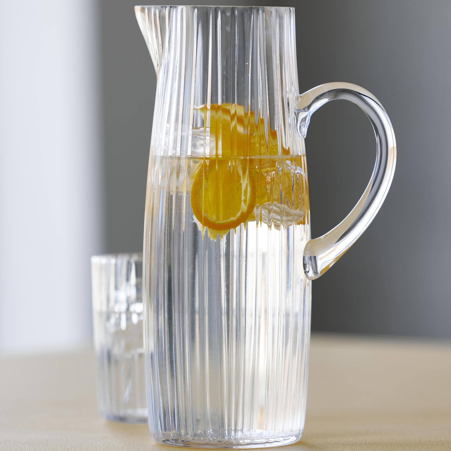 Bitz Ribbed Glass Jug - Clear (1.2L)