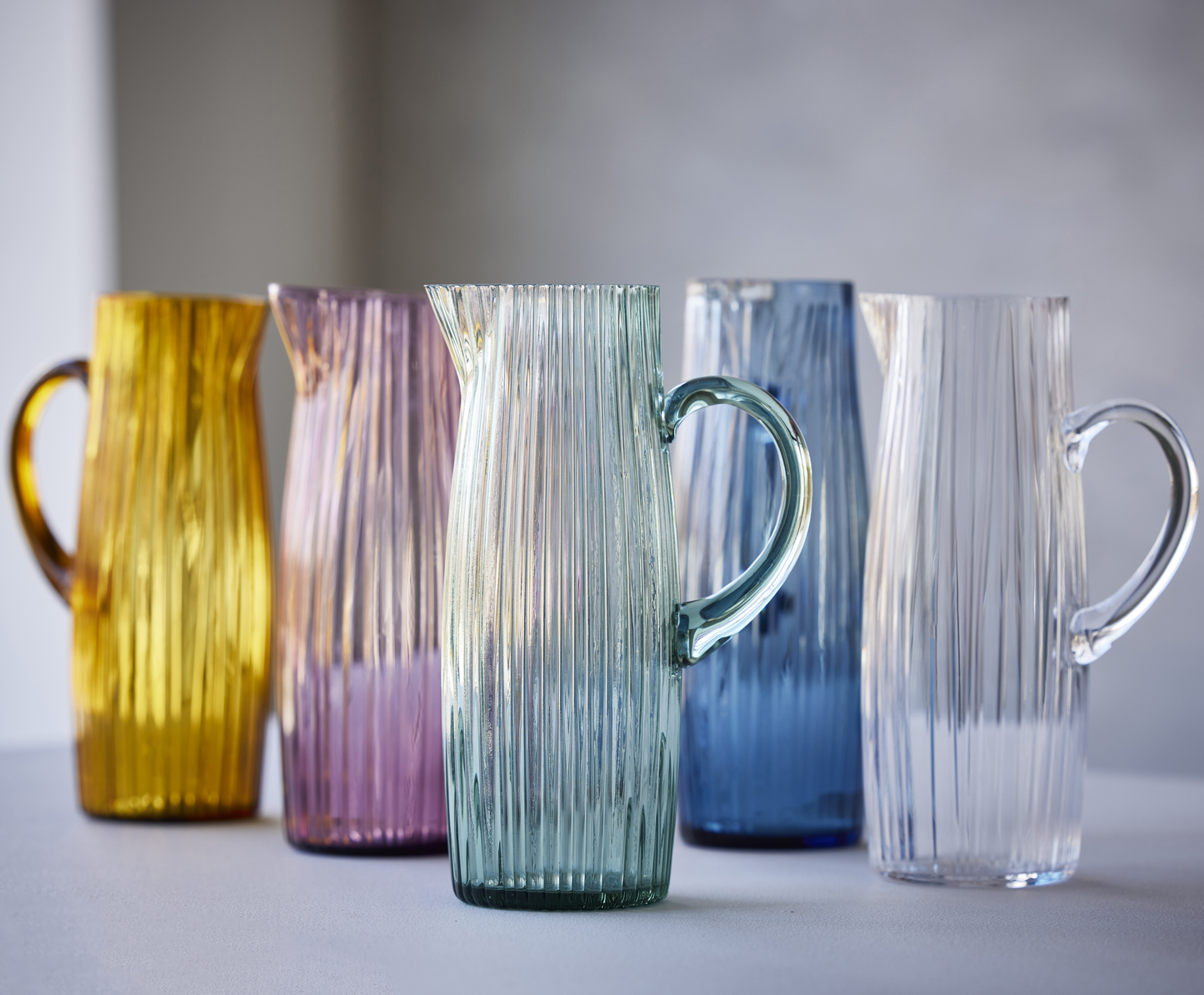 Bitz Ribbed Glass Jug - Green (1.2L)