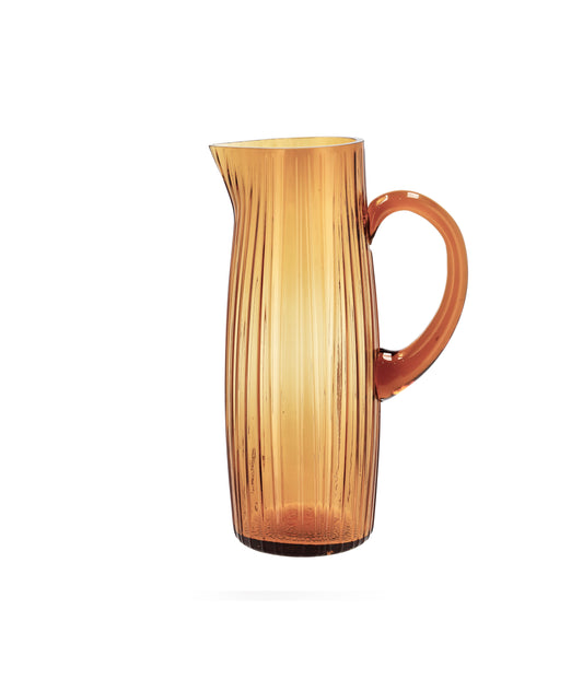 Bitz Ribbed Glass Jug - Amber (1.2L)