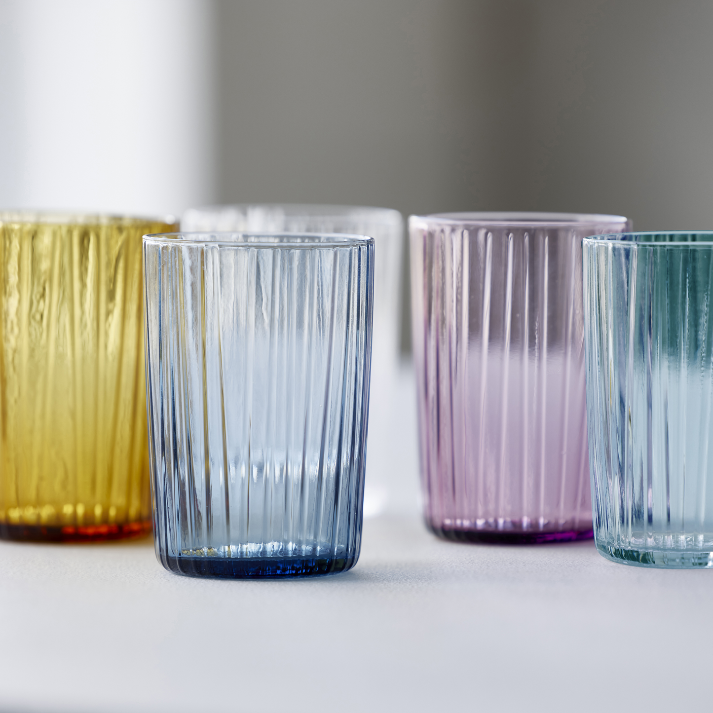 Bitz Ribbed Tumbler - Blue (280ml) (SET OF 4)