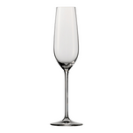 SC Hospitality Fortissimo 240ml crystal champagne flute with a tall, elegant stem for formal table settings.