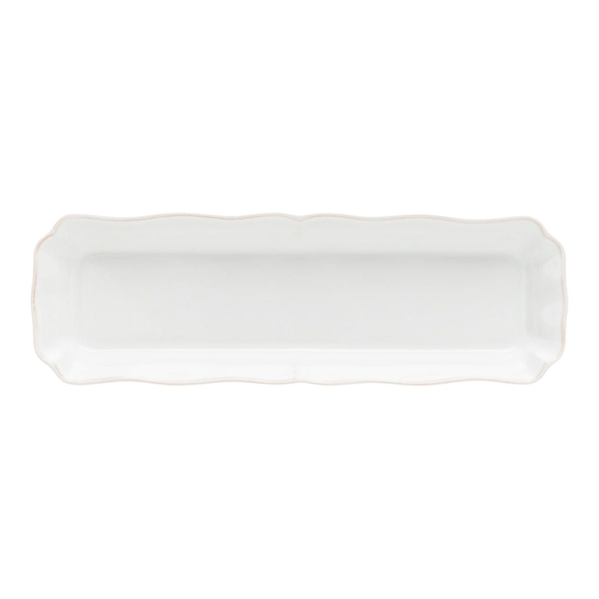 SC Hospitality Alentejo white rectangular ceramic serving tray with elegant scalloped edges