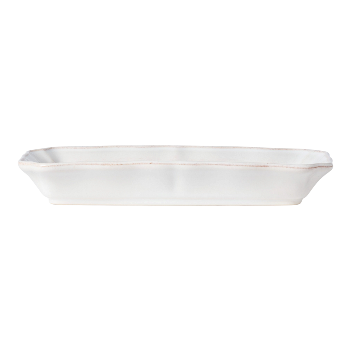 SC Hospitality Alentejo rectangular white ceramic serving tray with a rustic distressed edge detail.
