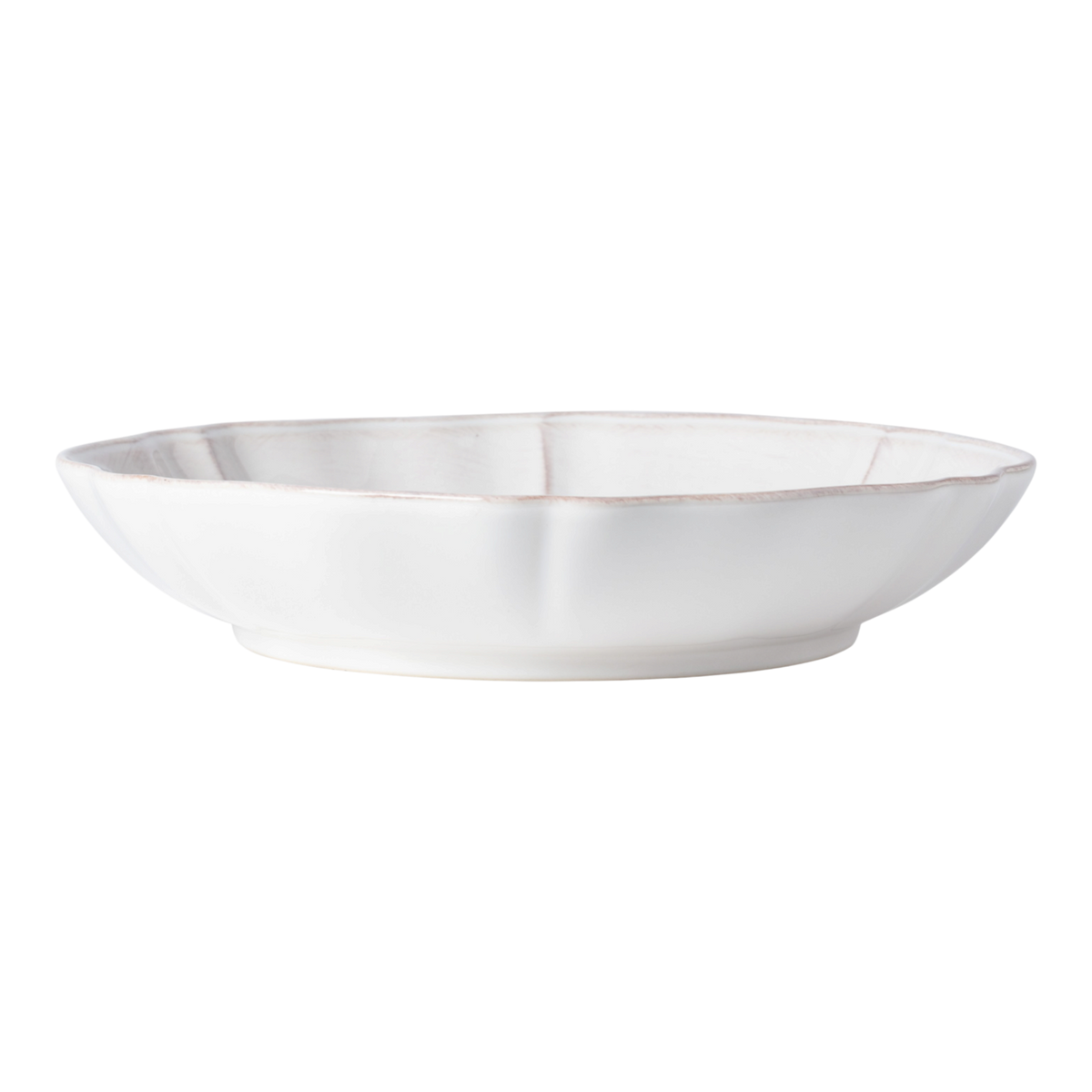 SC Hospitality Alentejo 34cm white ceramic serving bowl with a rustic scalloped edge and subtle distressed finish.