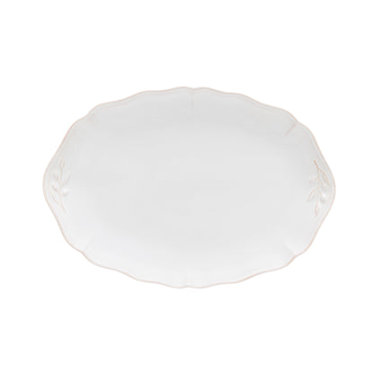 SC Hospitality Costa Nova Alentejo white stoneware oval platter with wavy edges and hand-painted rim details