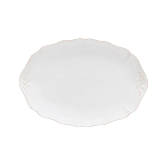 SC Hospitality Costa Nova Alentejo white stoneware oval platter with wavy edges and hand-painted rim details
