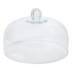 SC Hospitality Casafina clear glass food dome with a round handle for serving cakes or cheese