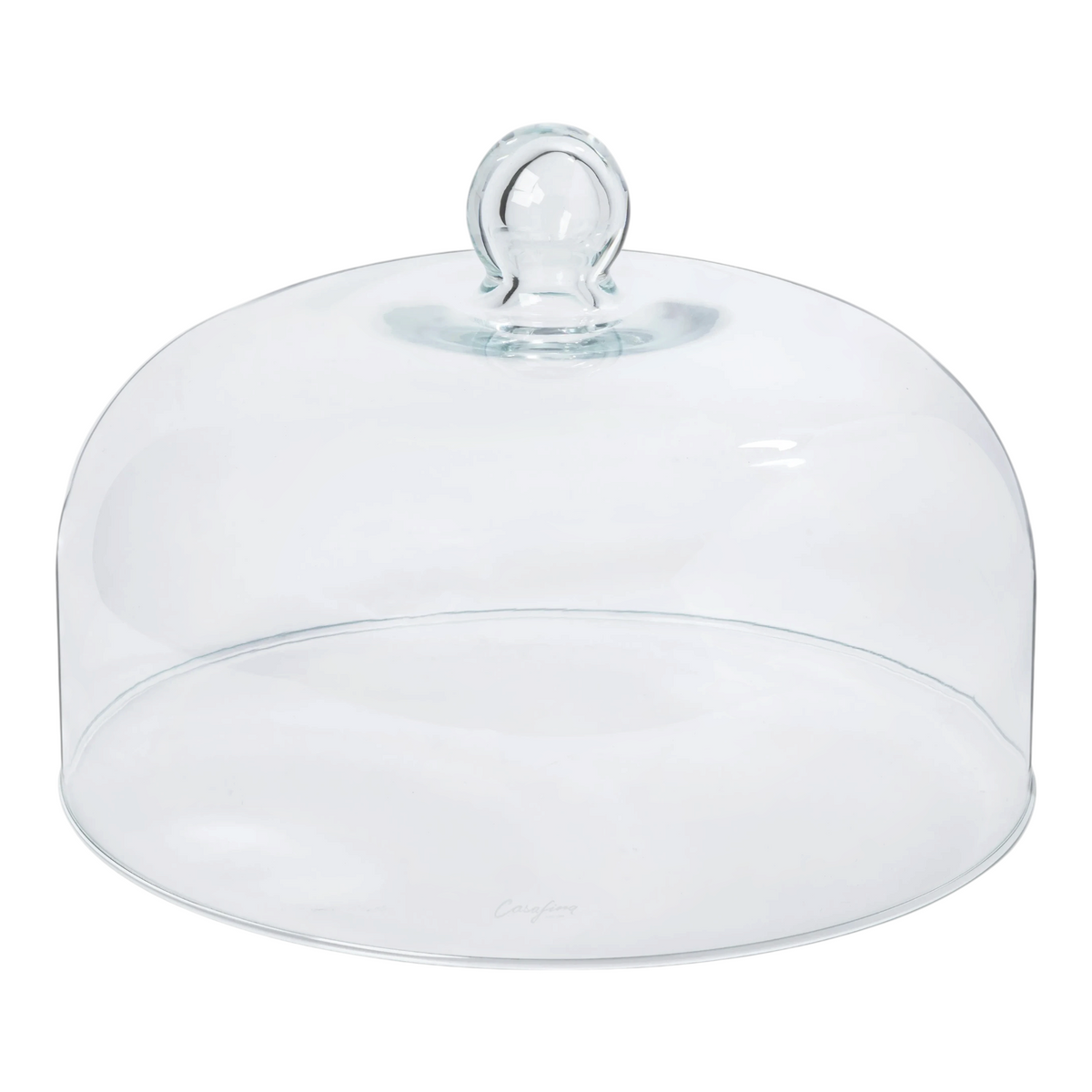 SC Hospitality Casafina clear glass food dome with a round handle for serving cakes or cheese
