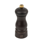 SC Hospitality Clermont dark wood pepper mill with a tapered design and gold-tone adjustment knob on a white background