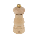SC Hospitality Clermont 14cm salt mill in natural unfinished beechwood with a classic shape and gold-tone knob