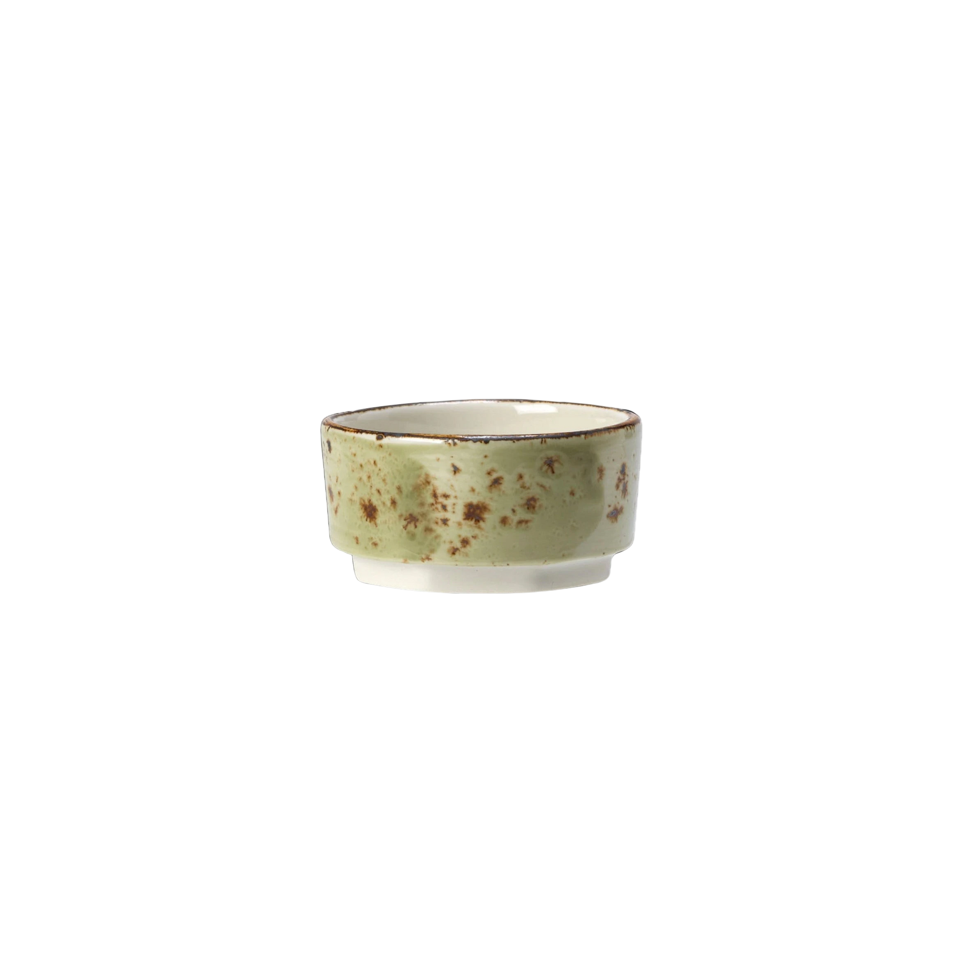 SC Hospitality Steelite Craft green ceramic ramekin with rustic hand-applied glaze and brown rim detail