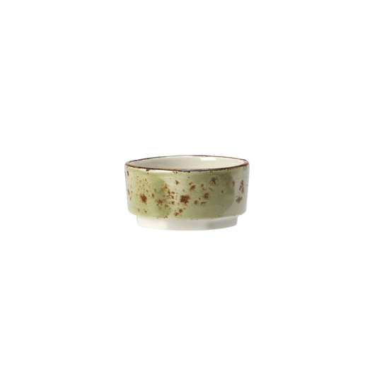 SC Hospitality Steelite Craft green ceramic ramekin with rustic hand-applied glaze and brown rim detail