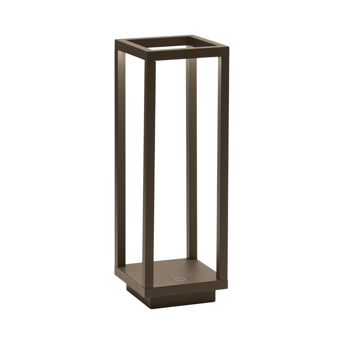SC Hospitality Zafferano Home Lantern in corten finish, a 30cm tall rechargeable dimmable LED table lamp.