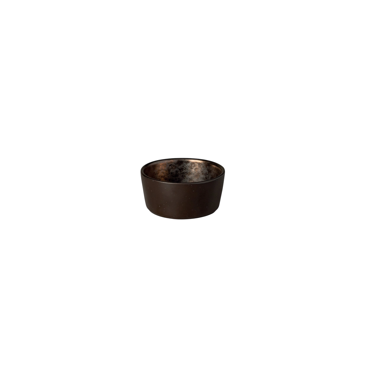SC Hospitality Lagoa 7cm ramekin in durable stoneware with a moody charcoal and bronze metallic glaze finish.