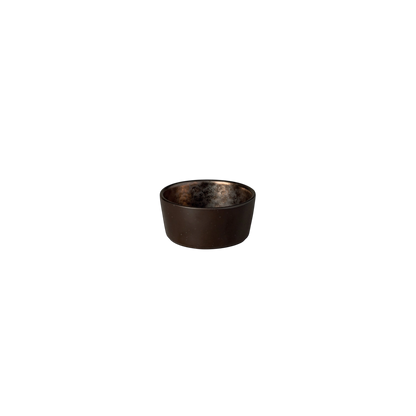 SC Hospitality Lagoa 7cm ramekin in durable stoneware with a moody charcoal and bronze metallic glaze finish.