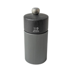 SC Hospitality Peugeot Line 12cm salt mill featuring a textured aluminium body and a dark graphite wooden top.