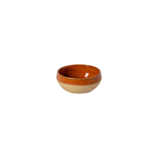 SC Hospitality Marrakesh 10cm stoneware dip bowl in Cannelle with a glossy orange interior and matte textured rim.