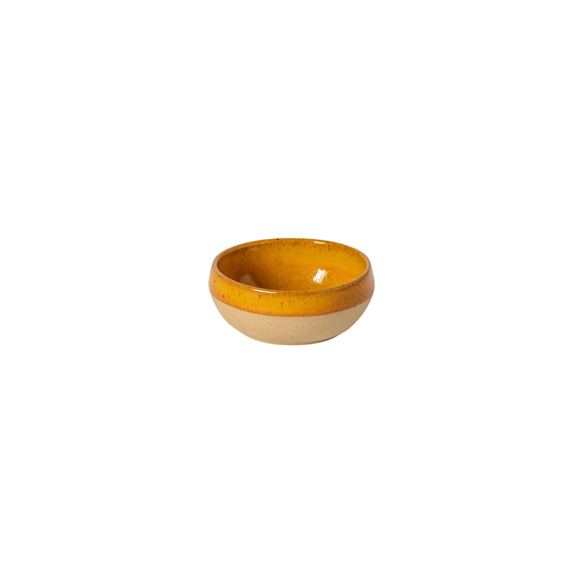 SC Hospitality Marrakesh 10cm stoneware dip bowl in cumin yellow with a glossy interior and matte textured exterior.
