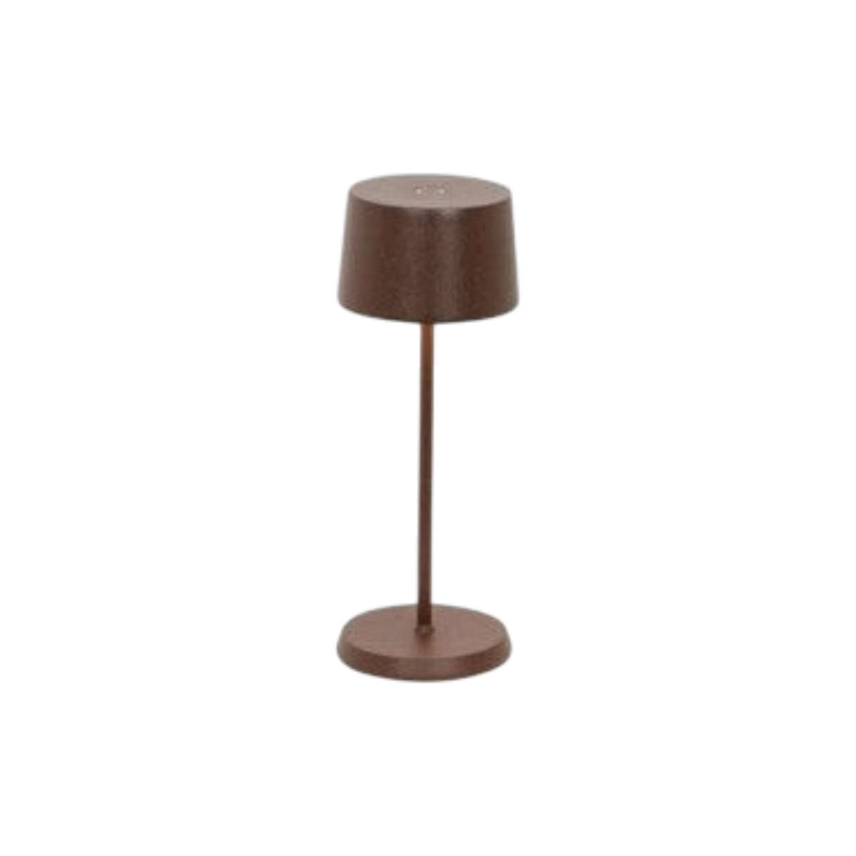 SC Hospitality Zafferano Olivia Micro cordless table lamp in a textured corten finish with a compact minimalist design