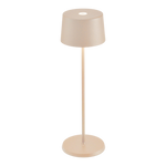 SC Hospitality Olivia Pro table lamp in sand finish, a sleek 35cm tall cordless rechargeable LED light.
