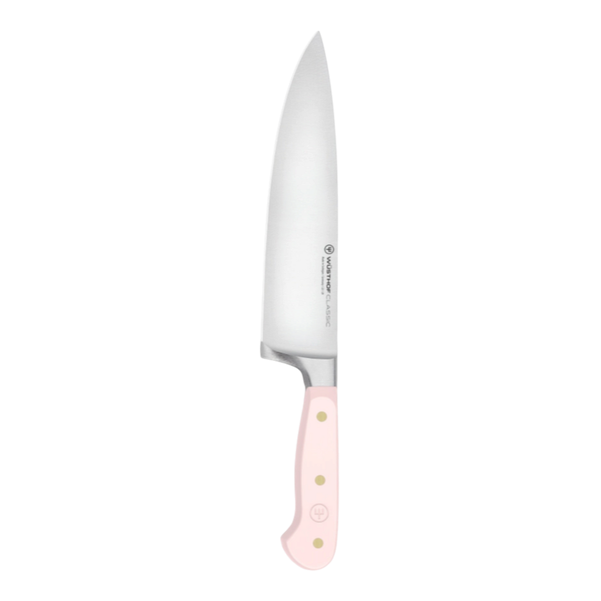 SC Hospitality 20cm cooks knife with a sharp stainless steel blade and an ergonomic pink Himalayan salt handle.