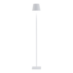 SC Hospitality Poldina Pro white cordless floor lamp with a slim stand and square base for indoor or outdoor use.