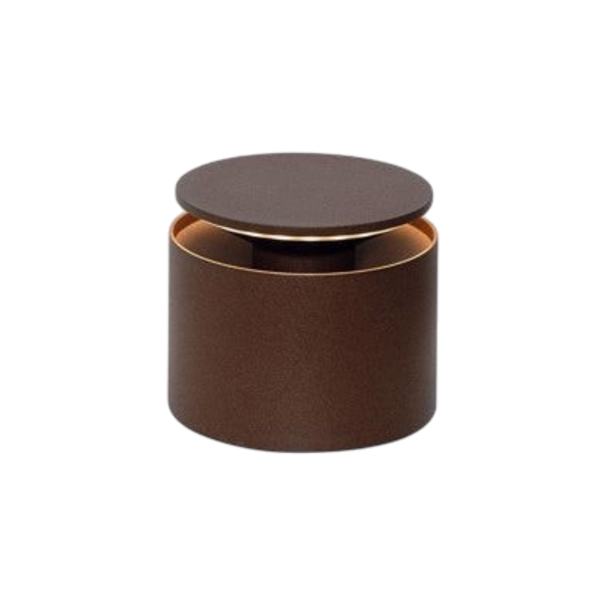 SC Hospitality Zafferano Push-Up cordless table lamp in a minimalist corten brown finish with warm ambient lighting.