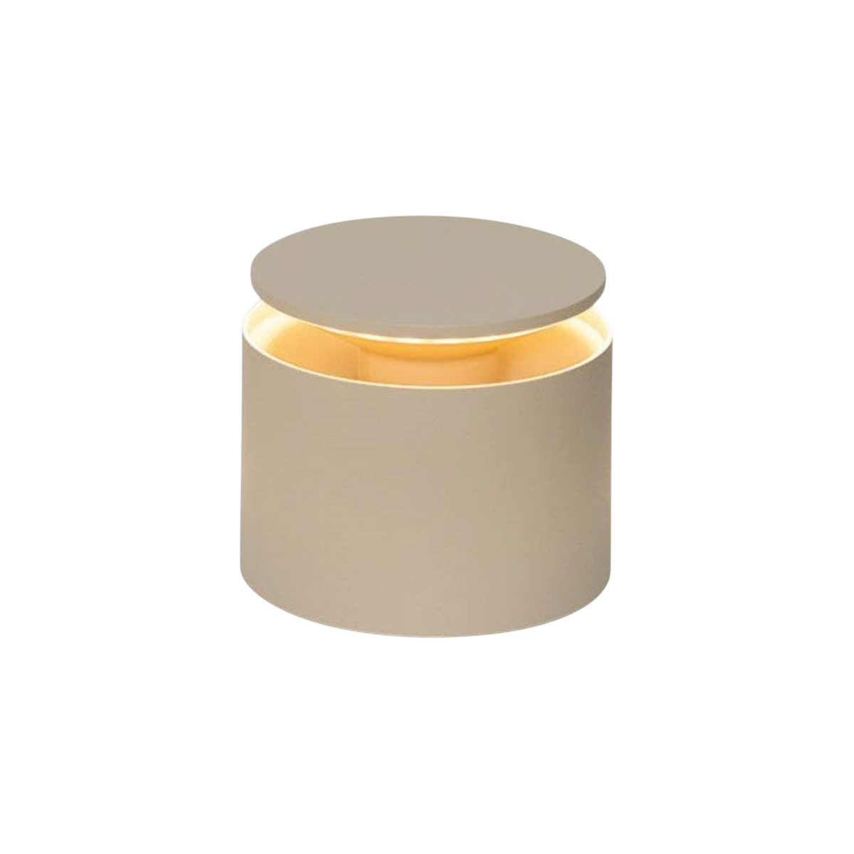 SC Hospitality Push-Up table lamp in a matte sand finish with a modern cylindrical design and soft warm lighting.