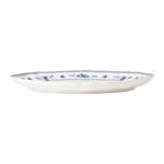 SC Hospitality Vila oval platter in white ceramic with blue floral pattern and decorative rim detail