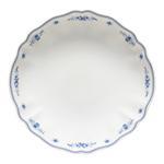 SC Hospitality Costa Nova Vila stoneware serving bowl in white with delicate blue floral motifs and scalloped edges.