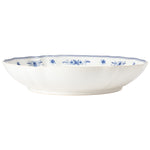 SC Hospitality Vila 34cm stoneware serving bowl in white with delicate blue floral motifs and scalloped edges.