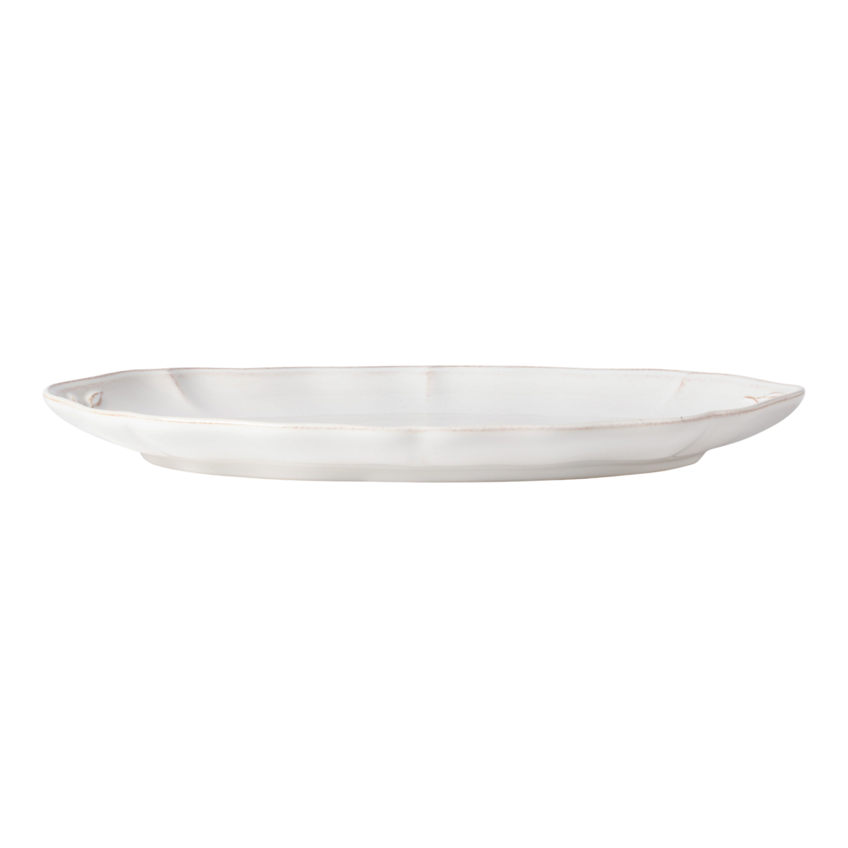 SC Hospitality Costa Nova Alentejo white stoneware oval platter with hand-painted wavy rim, 32cm wide.