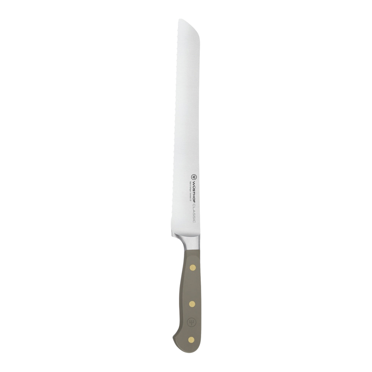 SC Hospitality Wüsthof 23cm double serrated bread knife with a velvet oyster synthetic handle and stainless steel blade