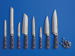 SC Hospitality Wüsthof Classic Wild Blueberry knife set with stainless steel blades and blue synthetic handles