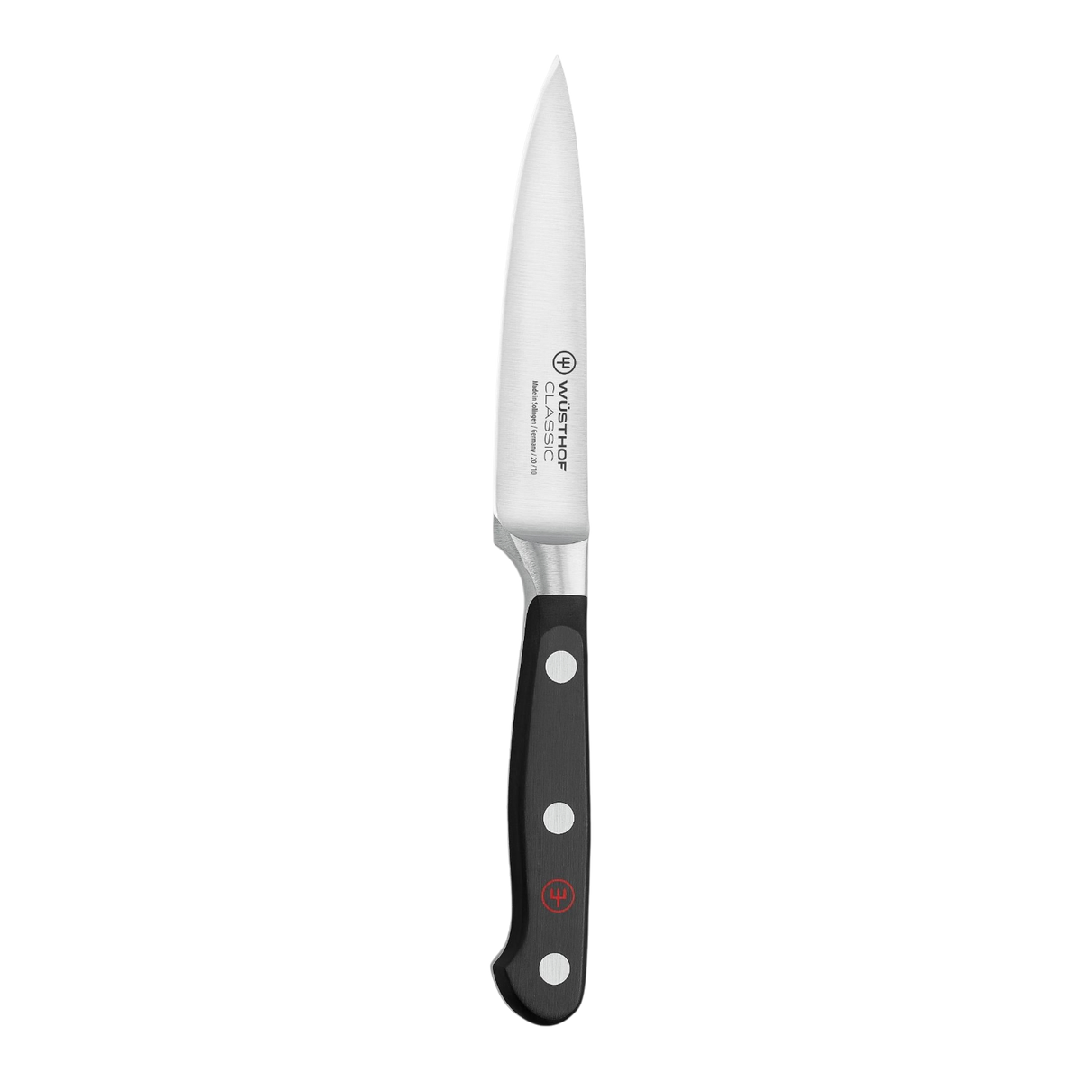 SC Hospitality WÜSTHOF Classic 10cm paring knife with a stainless steel blade and black triple-riveted handle.
