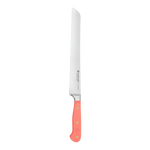 SC Hospitality Wüsthof 23cm double serrated bread knife with a coral peach synthetic handle and stainless steel blade.