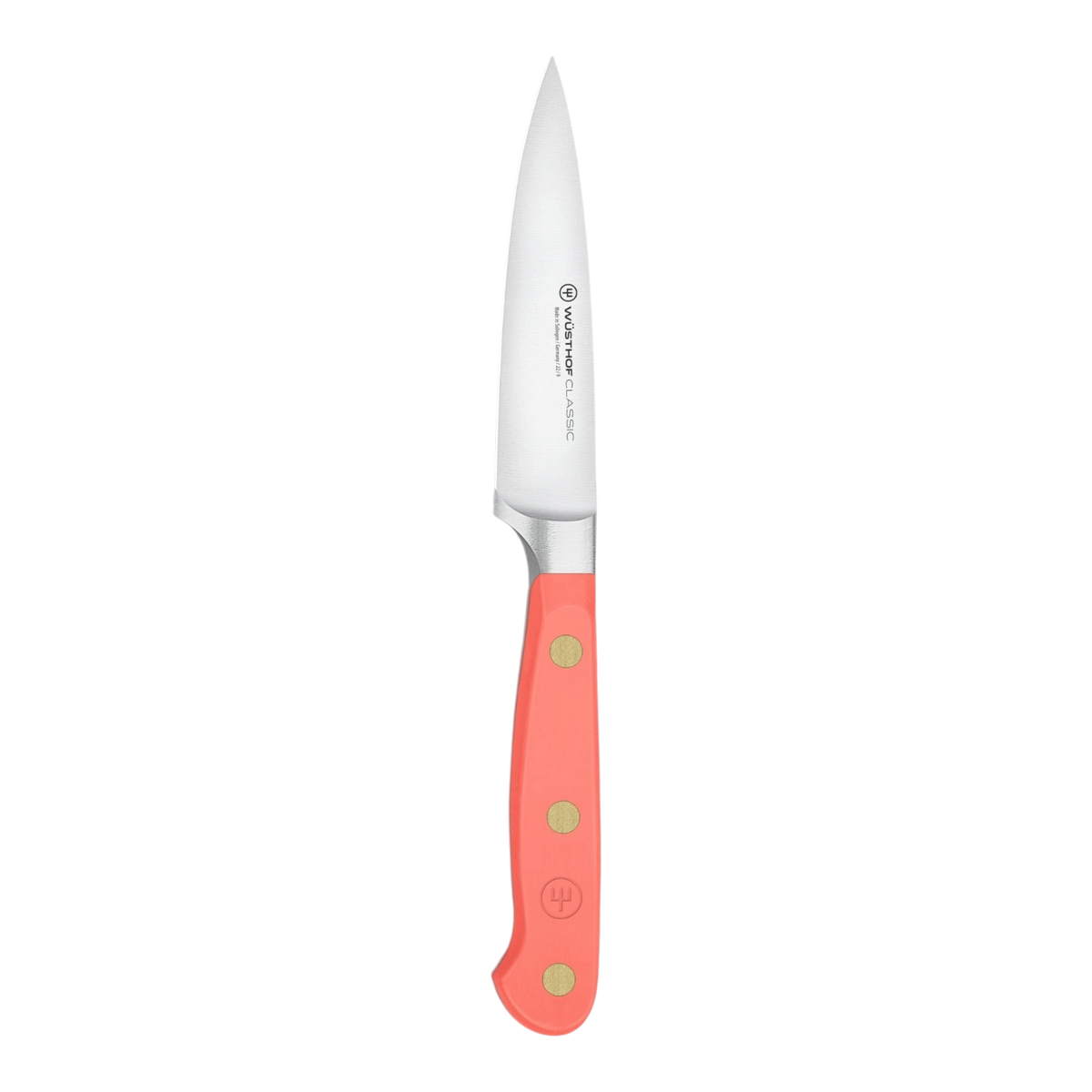 SC Hospitality Wüsthof 9cm paring knife with a coral peach synthetic handle and stainless steel blade