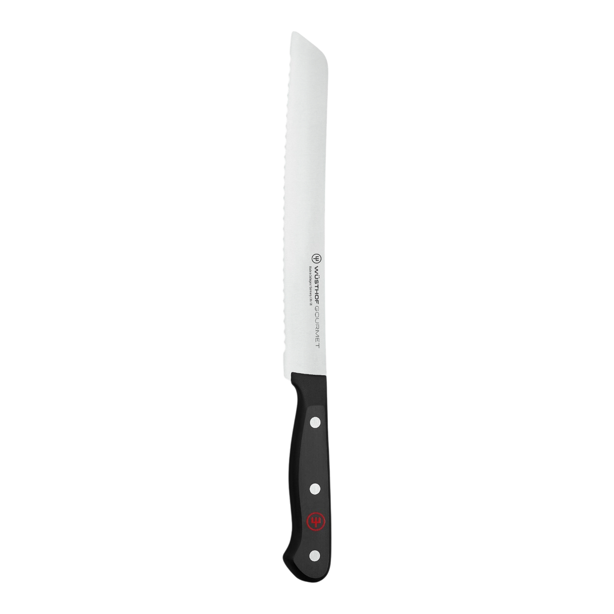 SC Hospitality WÜSTHOF Gourmet 20cm serrated bread knife with a black triple-riveted handle and stainless steel blade