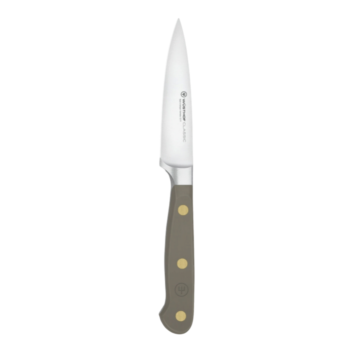 SC Hospitality Wüsthof 9cm paring knife with a stainless steel blade and ergonomic velvet oyster synthetic handle.