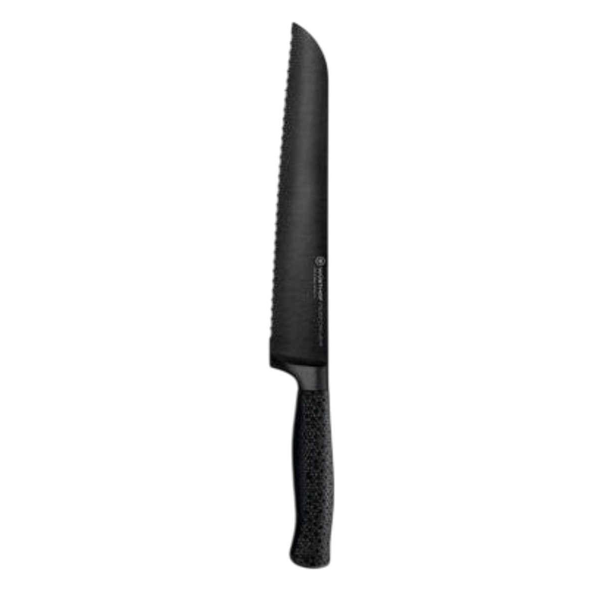 SC Hospitality WÜSTHOF Performer 23cm bread knife with a black DLC coated serrated blade and textured hexagon handle.