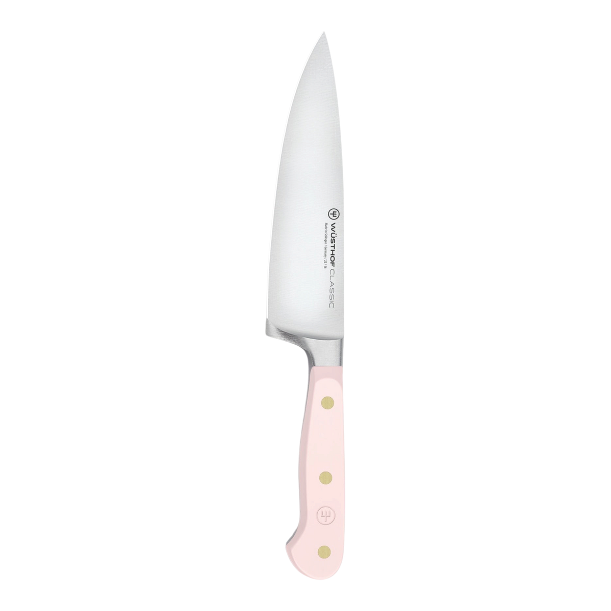 SC Hospitality WÜSTHOF 16cm cooks knife with a pink Himalayan salt ergonomic handle and stainless steel blade.