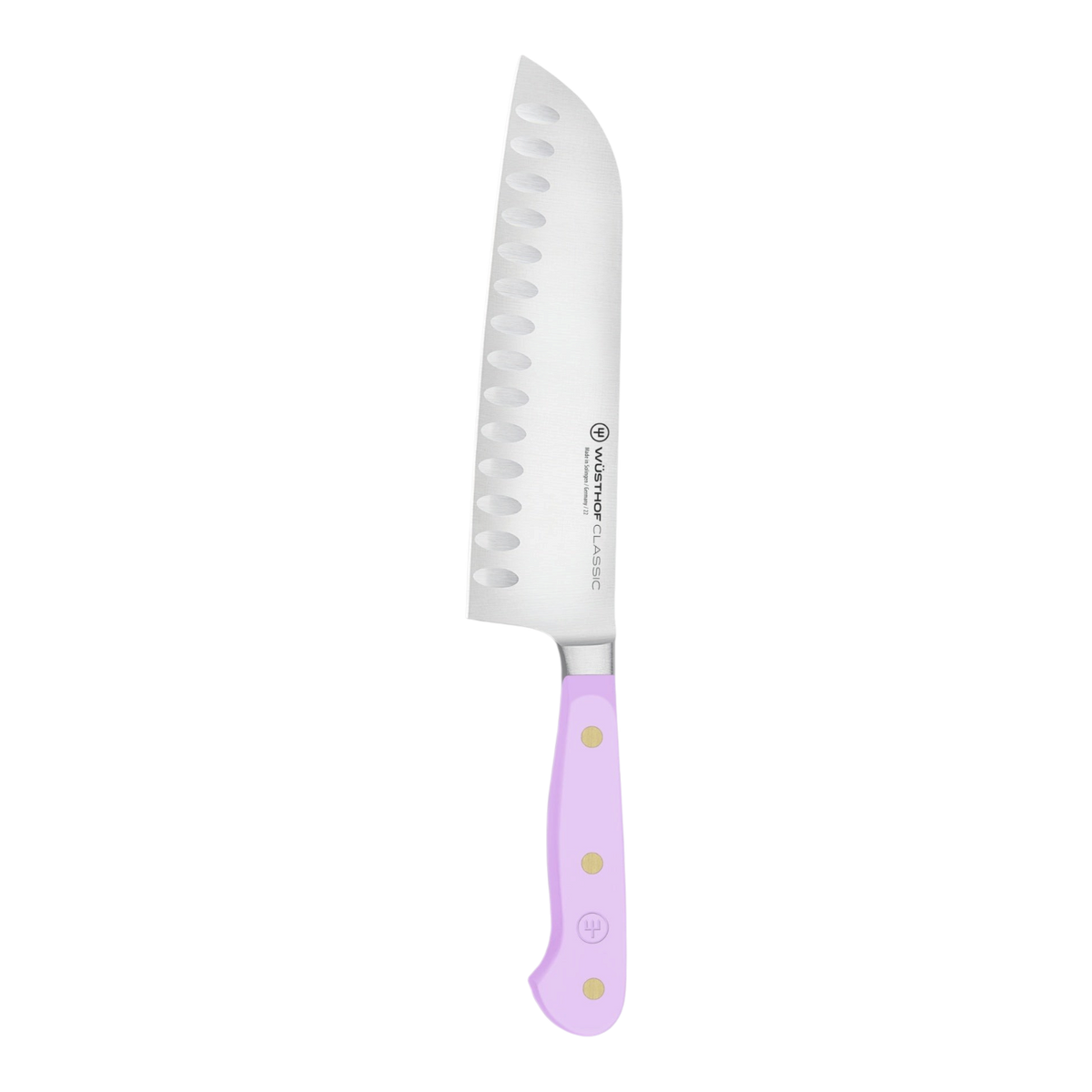 SC Hospitality Wüsthof 17cm Santoku knife with a purple yam synthetic handle and high-carbon stainless steel blade.