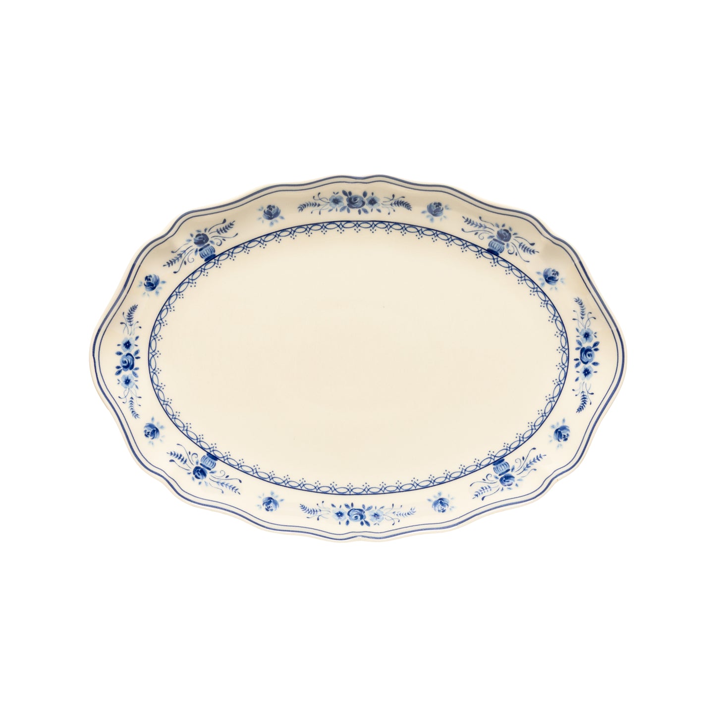 Vila Oval Platter 32cm - Beige/Blue