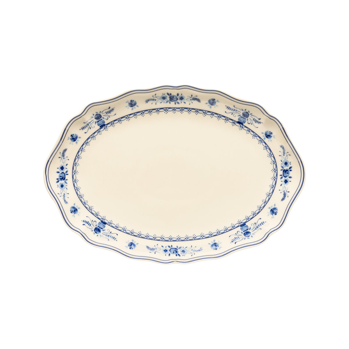 Vila Oval Platter 32cm - Beige/Blue