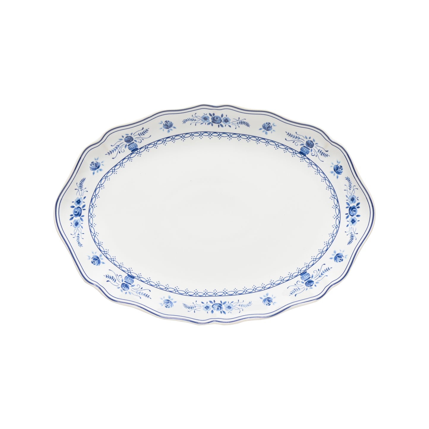 Vila Oval Platter 32cm - White/Blue