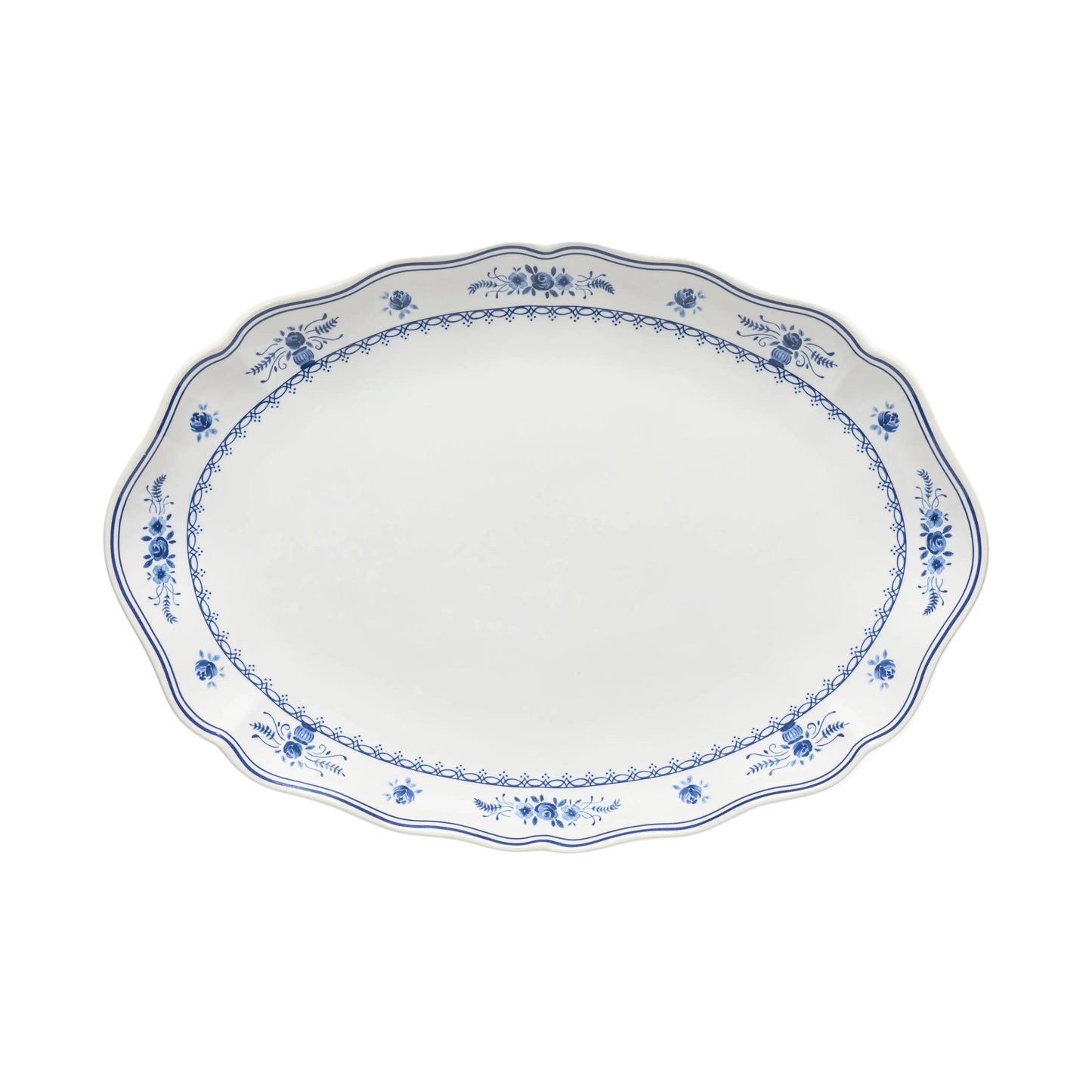 Vila Oval Platter 40cm - White/Blue